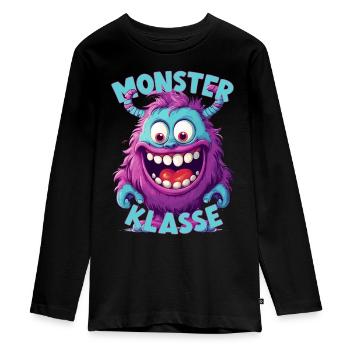 Cartoon Monsterklasse Grundschule Klassentier - Teenager Premium Bio Langarmshirt - Schwarz - Vorne - AI Model Kid Female (0cm)