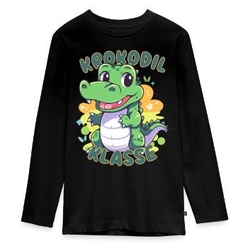 Süßes Krokodilklasse Grundschule Klassentier - Teenager Premium Bio Langarmshirt - Schwarz - Vorne - AI Model Kid Female (0cm)