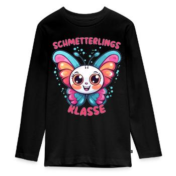Süßes Schmetterlingsklasse Grundschule Klassentier - Teenager Premium Bio Langarmshirt - Schwarz - Vorne - AI Model Kid Female (0cm)