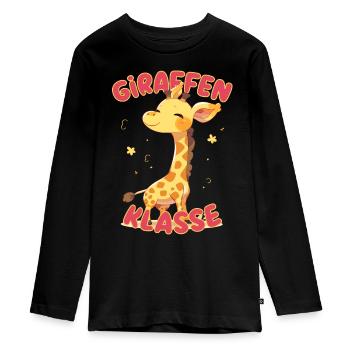 Süßes Giraffenklasse Grundschule Klassentier - Teenager Premium Bio Langarmshirt - Schwarz - Vorne - AI Model Kid Female (0cm)