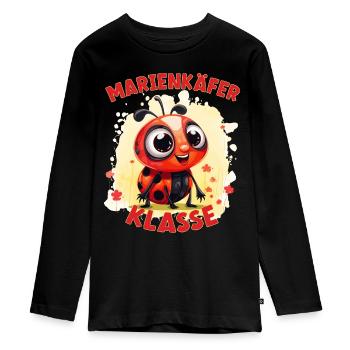 Cartoon Marienkäferklasse Grundschule Klassentier - Teenager Premium Bio Langarmshirt - Schwarz - Vorne - AI Model Kid Female (0cm)