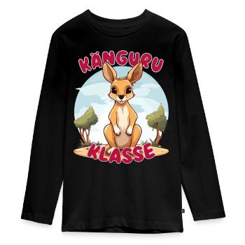 Süßes Känguruklasse Grundschule Klassentier - Teenager Premium Bio Langarmshirt - Schwarz - Vorne - AI Model Kid Female (0cm)