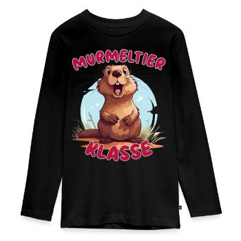 Süßes Murmeltierklasse Grundschule Klassentier - Teenager Premium Bio Langarmshirt - Schwarz - Vorne - AI Model Kid Female (0cm)