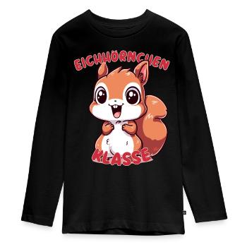 Süßes Eichhörnchenklasse Grundschule Klassentier - Teenager Premium Bio Langarmshirt - Schwarz - Vorne - AI Model Kid Female (0cm)