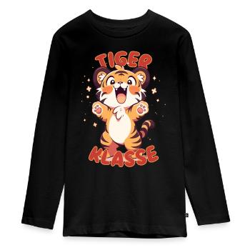 Süßes Tigerklasse Grundschule Klassentier Tiger - Teenager Premium Bio Langarmshirt - Schwarz - Vorne - AI Model Kid Female (0cm)