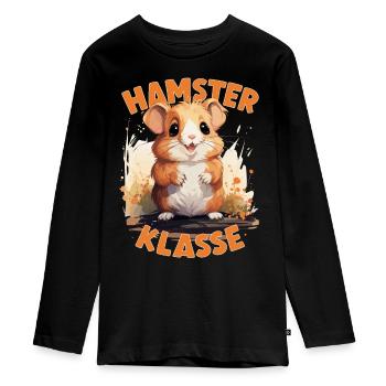 Cartoon Hamsterklasse Grundschule Klassentier - Teenager Premium Bio Langarmshirt - Schwarz - Vorne - AI Model Kid Female (0cm)