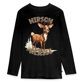 Cartoon Hirschklasse Grundschule Klassentier - Teenager Premium Bio Langarmshirt - Schwarz - Vorne - AI Model Kid Female (0cm)