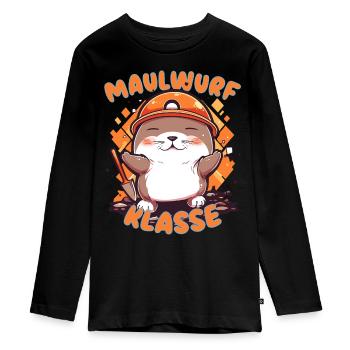 Süßes Maulwurfklasse Grundschule Klassentier - Teenager Premium Bio Langarmshirt - Schwarz - Vorne - AI Model Kid Female (0cm)