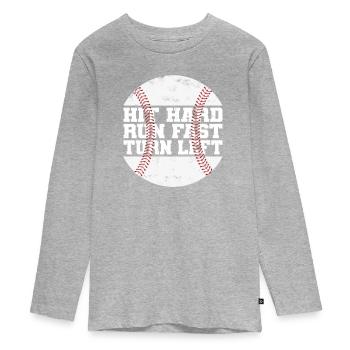 Frapper Dur Courir Rapide Tourner À Gauche Baseball Baseball - T-shirt manches longues Premium Ado - gris chiné - Devant