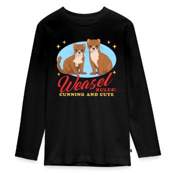 Weasel Mouse Weasel Dwarf Weasel Gift - Teenager Premium Organic Long Sleeve Shirt - black - Front - AI Model Kid Female (0cm)