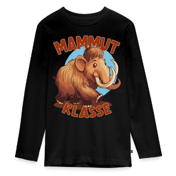 Cartoon Mammutklasse Grundschule Klassentier - Teenager Premium Bio Langarmshirt - Schwarz - Vorne - AI Model Kid Female (0cm)