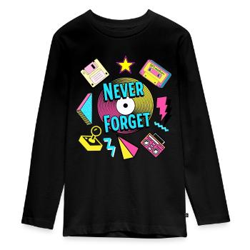 Never Forget 90s Retro Nostalgia - Teenager Premium Organic Long Sleeve Shirt - black - Front - AI Model Kid Female (0cm)
