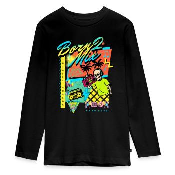 Born 2 Mix 90s Nostalgia Design - Teenager Premium Organic Long Sleeve Shirt - black - Front - AI Model Kid Female (0cm)