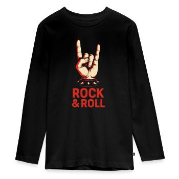 Rock & Roll Hand Signals – Metal Style - Teenager Premium Organic Long Sleeve Shirt - black - Front - AI Model Kid Female (0cm)