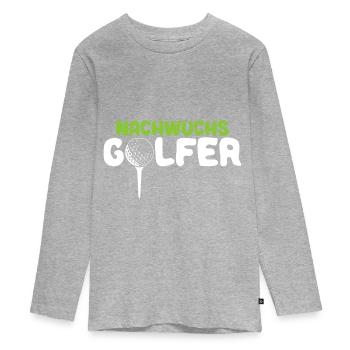 Golf Motiv für Kinder Jungen - Nachwuchs Golfer - Teenager Premium Bio Langarmshirt - Grau meliert - Vorne