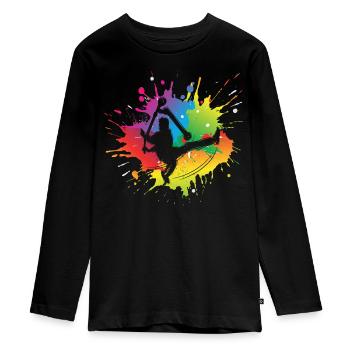 Stunt Scooter - Teenager Premium Bio Langarmshirt - Schwarz - Vorne - AI Model Kid Female (0cm)