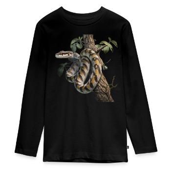 Python im Baum: Ein majestätisches Tier - Teenager Premium Bio Langarmshirt - Schwarz - Vorne - AI Model Kid Female (0cm)