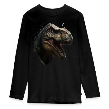 T-Rex: Unbesiegbar und unvergesslich - Teenager Premium Bio Langarmshirt - Schwarz - Vorne - AI Model Kid Female (0cm)
