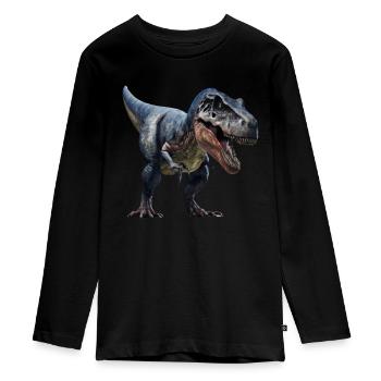 Ein echter Dino-König: Der T-Rex - Teenager Premium Bio Langarmshirt - Schwarz - Vorne - AI Model Kid Female (0cm)