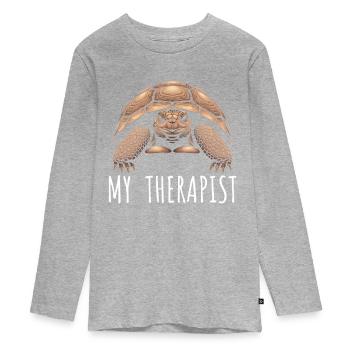 Mein Therapeut Sulcata Tortoise - Teenager Premium Bio Langarmshirt - Grau meliert - Vorne