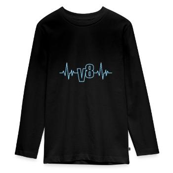 V8-Motor Heartbeat Design für Achtzylinder-Lüfter - Teenager Premium Bio Langarmshirt - Schwarz - Vorne - AI Model Kid Female (0cm)