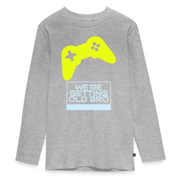 Gamer-Nostalgie: Wir werden älter - Teenager Premium Bio Langarmshirt - Grau meliert - Vorne