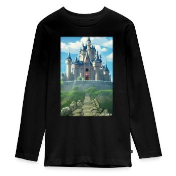 Schloss Burg Festung Architektur Landschaft - Teenager Premium Bio Langarmshirt - Schwarz - Vorne - AI Model Kid Female (0cm)