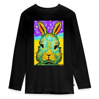 Rabbit Easter Easter Pet Easter Holiday - Teenager Premium Organic Long Sleeve Shirt - black - Front - AI Model Kid Female (0cm)