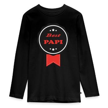 BEST PAPI - Teenager Premium Organic Long Sleeve Shirt - black - Front - AI Model Kid Female (0cm)