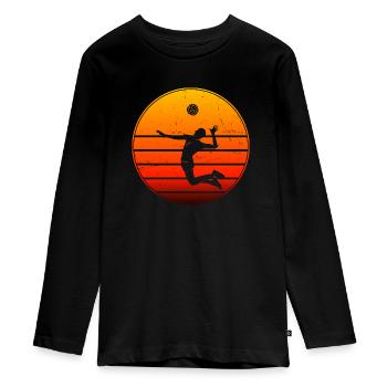 Volleyballspieler Volleyballspielen Volley - Teenager Premium Bio Langarmshirt - Schwarz - Vorne - AI Model Kid Female (0cm)