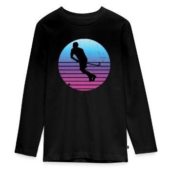 Floorball Femmes Hommes Innebandy Hockey Salibandy - T-shirt manches longues Premium Ado - noir - Devant - AI Model Kid Female (0cm)