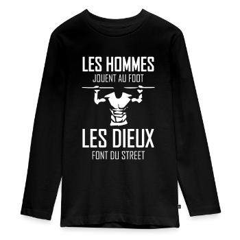 Street Workout / Calisthenics / Musculation Humour - T-shirt manches longues Premium Ado - noir - Devant - AI Model Kid Female (0cm)