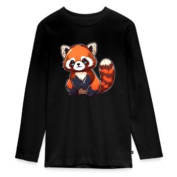 Roter Panda - Teenager Premium Bio Langarmshirt - Schwarz - Vorne - AI Model Kid Female (0cm)