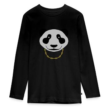 Panda - Teenager Premium Bio Langarmshirt - Schwarz - Vorne - AI Model Kid Female (0cm)