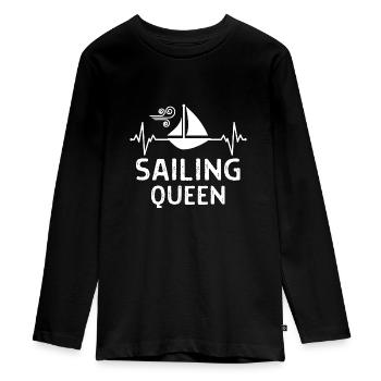 Seefahrer Segeln Seemann Capitän Geschenk Sprüche - Teenager Premium Bio Langarmshirt - Schwarz - Vorne - AI Model Kid Female (0cm)