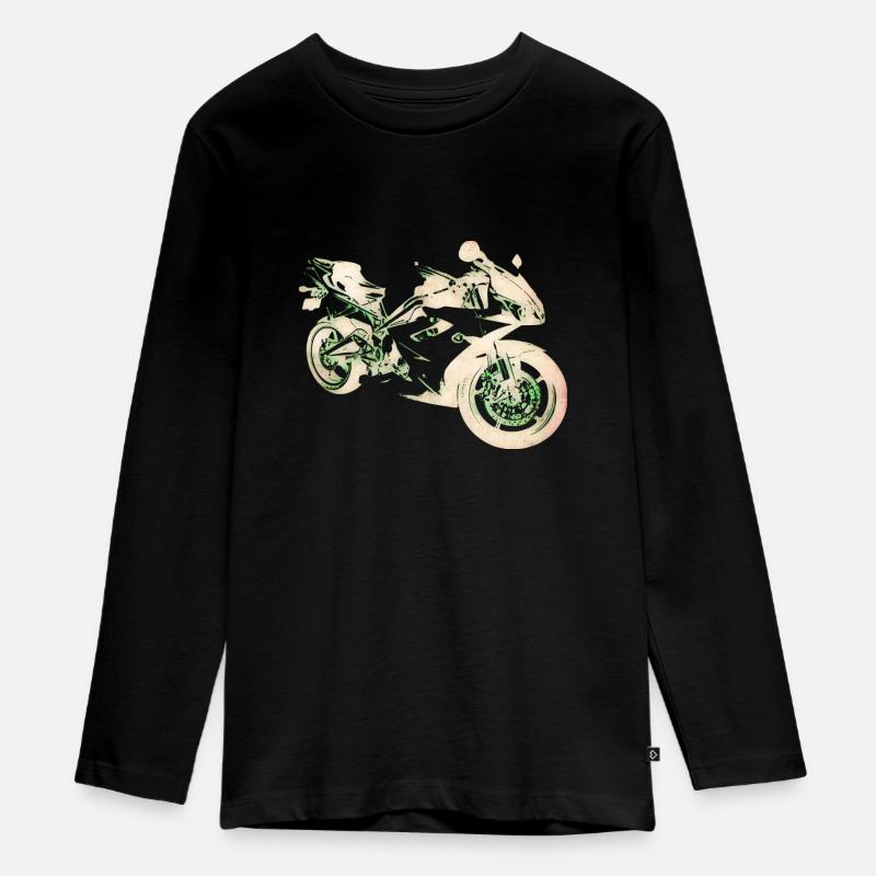 Grünes Motorrad Geschenk - Teenager Premium Bio Langarmshirt - Schwarz