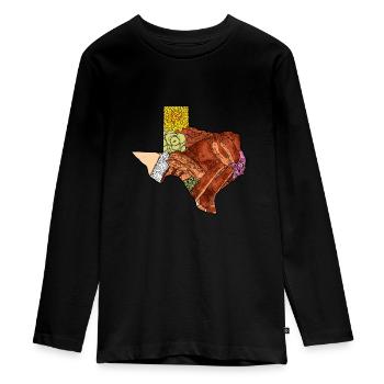 Conception de carte barbecue pour les amoureux du Texas - T-shirt manches longues Premium Ado - noir - Devant - AI Model Kid Female (0cm)