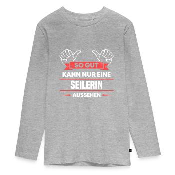 Seilerin Design für stolze Handwerker - Teenager Premium Bio Langarmshirt - Grau meliert - Vorne