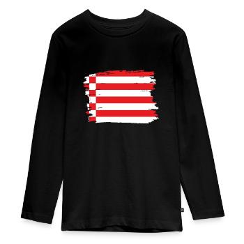 Bremen Flagge Bremer Fahne - Teenager Premium Bio Langarmshirt - Schwarz - Vorne - AI Model Kid Female (0cm)