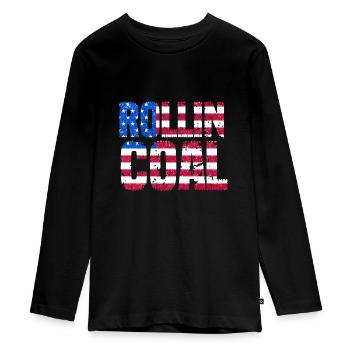 Conception de rouleaux de carbone aux États-Unis pour les conducteurs de diesel - T-shirt manches longues Premium Ado - noir - Devant - AI Model Kid Female (0cm)