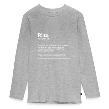 Rita Name Definition Design für stolze Ritas - Teenager Premium Bio Langarmshirt - Grau meliert - Vorne