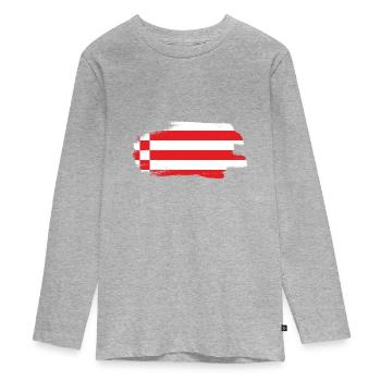 Bremen Flagge Bremer Fahne - Teenager Premium Bio Langarmshirt - Grau meliert - Vorne