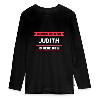 Judith Namenszusatz für stolze Judiths - Teenager Premium Bio Langarmshirt - Schwarz - Vorne - AI Model Kid Female (0cm)