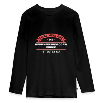 Medientechnologin Druck Design für stolze Profis - Teenager Premium Bio Langarmshirt - Schwarz - Vorne - AI Model Kid Female (0cm)