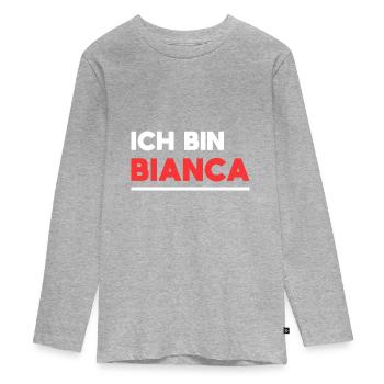 Bianca Name Spruch für stolze Biancas - Teenager Premium Bio Langarmshirt - Grau meliert - Vorne