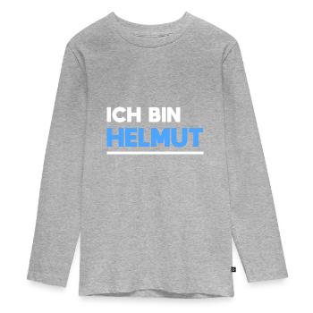 Helmut Name Spruch für stolze Helmuts - Teenager Premium Bio Langarmshirt - Grau meliert - Vorne