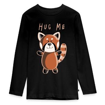 Hug Me Roter Panda - Pandas - Tier - Tiere - Teenager Premium Bio Langarmshirt - Schwarz - Vorne - AI Model Kid Female (0cm)