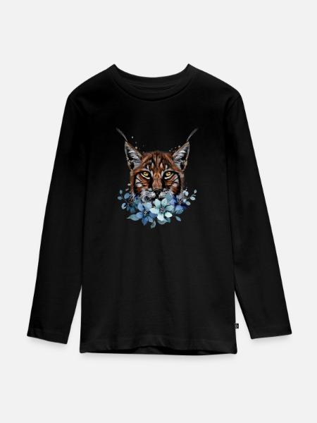 Luchs - Teenager Premium Bio Langarmshirt - Schwarz