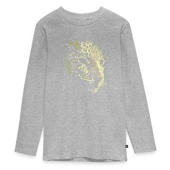 Schneeleopard - Teenager Premium Bio Langarmshirt - Grau meliert - Vorne