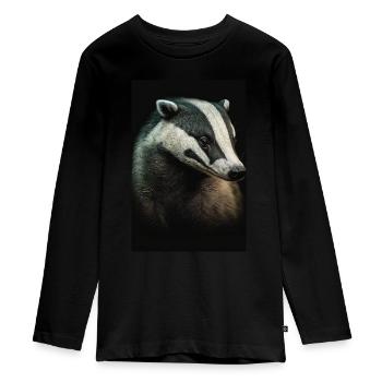 Dachs tier realistisch - Teenager Premium Bio Langarmshirt - Schwarz - Vorne - AI Model Kid Female (0cm)